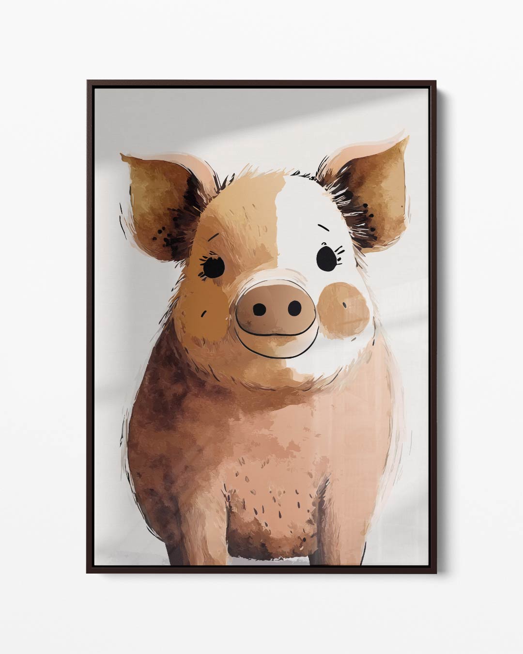 Vrolijk Varkentje Portret Kunstwerk-canvas-dibond-plexiglas-wanddecoratie-WallArtistic