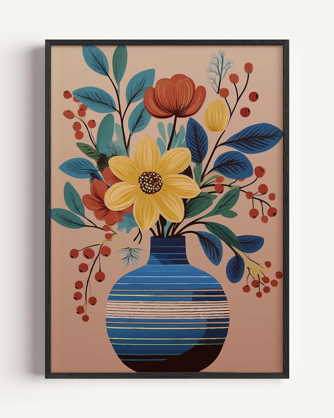 Bloemenpracht in Blauwe Vaas Poster