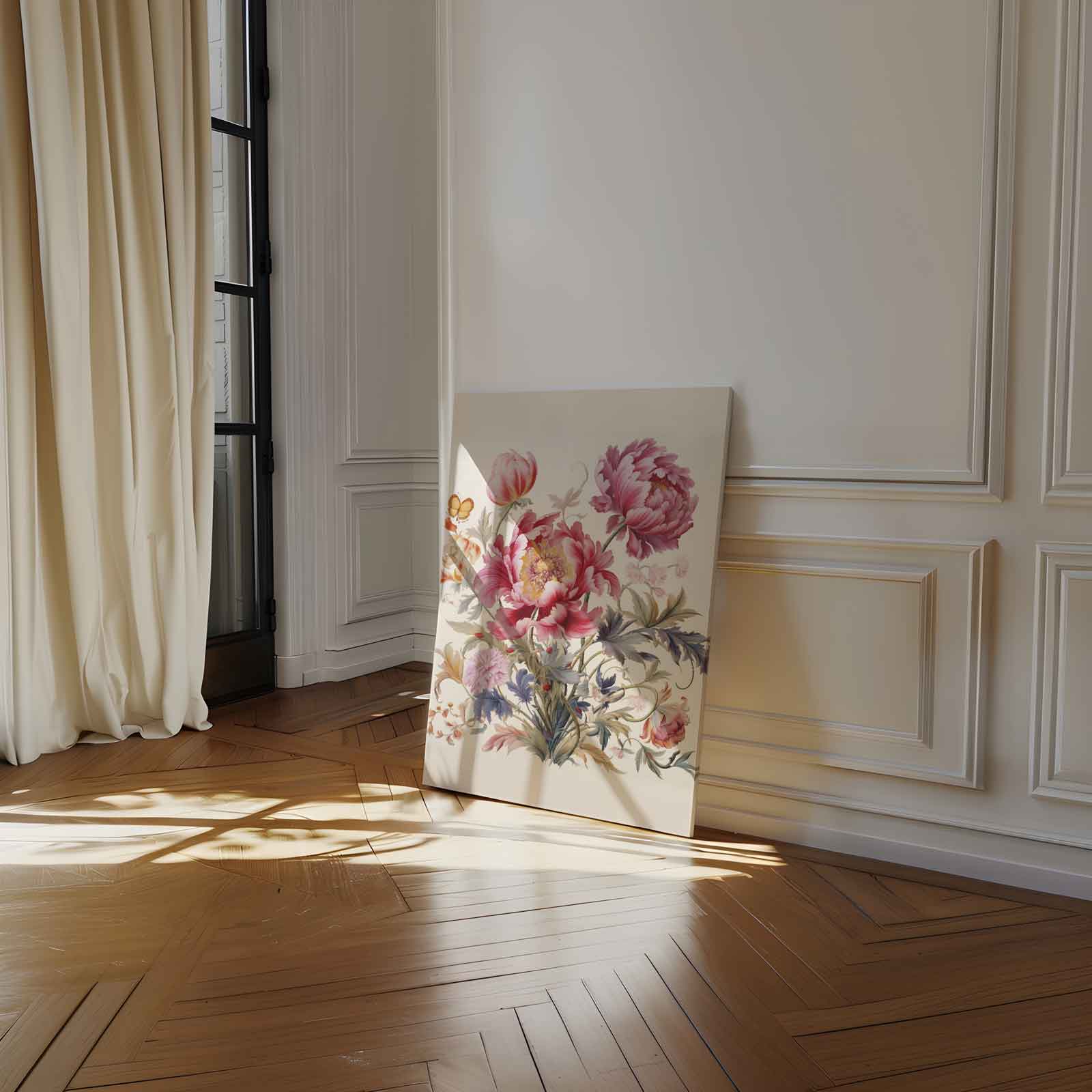 Bloemenpracht met Vlinder Kunstwerk-canvas-dibond-plexiglas-wanddecoratie-WallArtistic