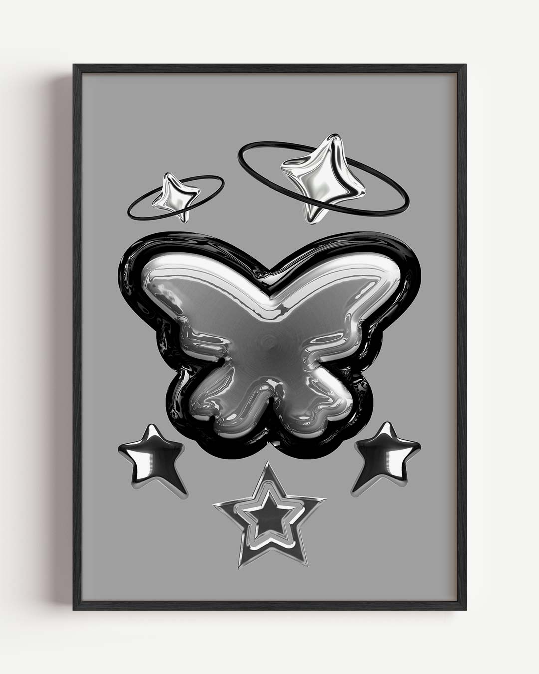 Stijlvolle Vlinder en Sterren Poster