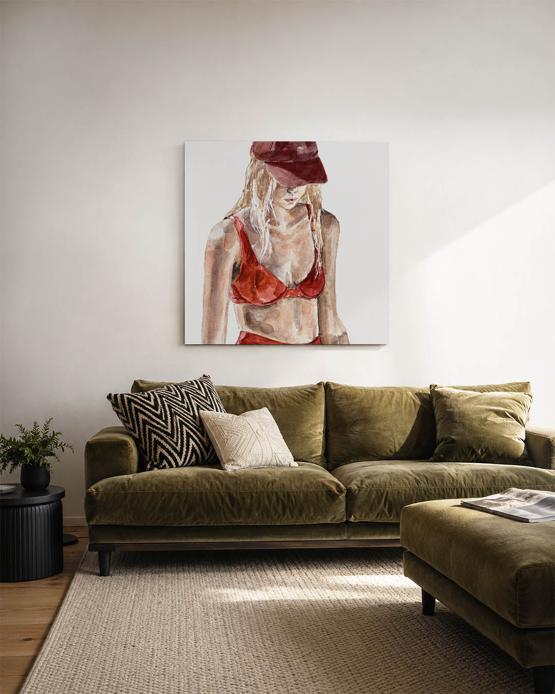 Vrouw in rood Kunstwerk