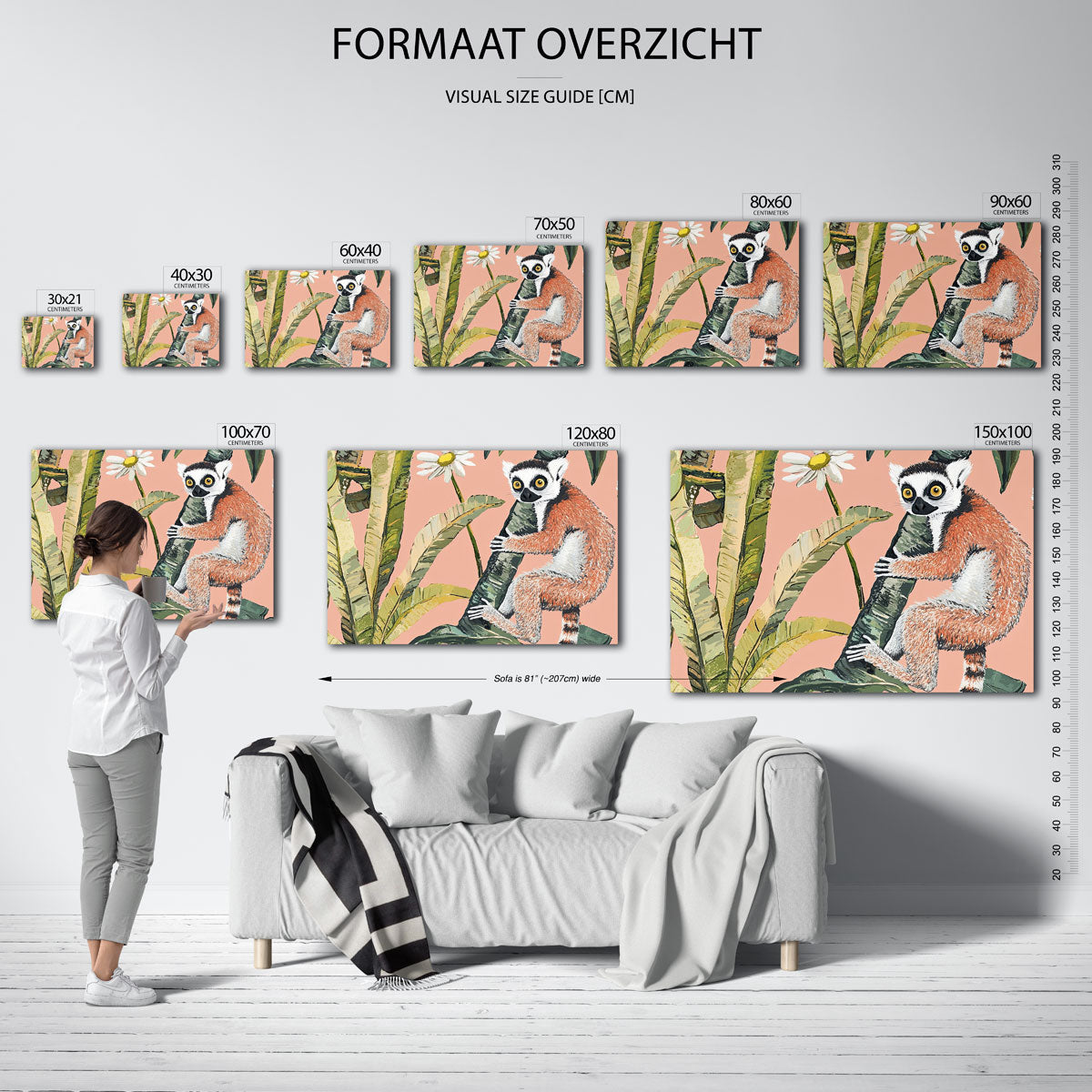 Lemur en bladeren Poster