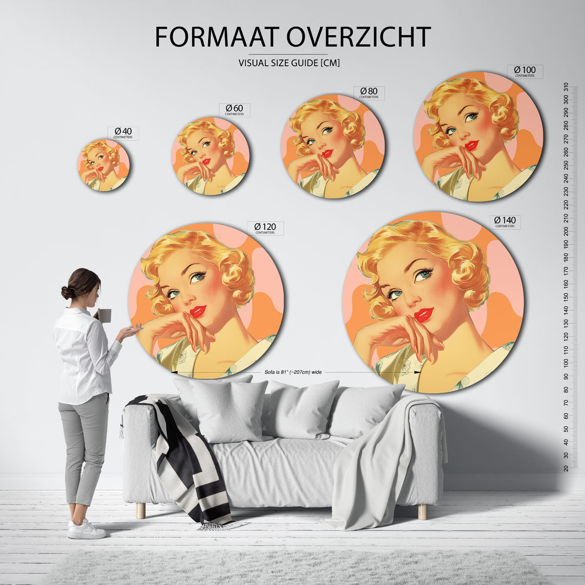 Blonde vrouw Muurcirkel