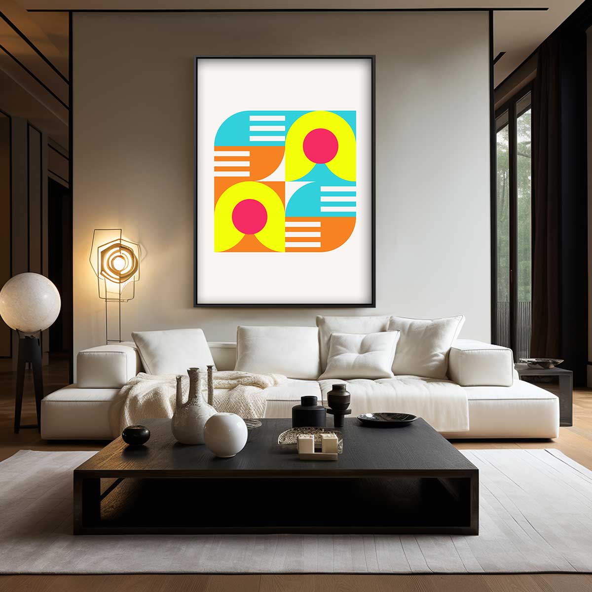 Kleurrijke Abstracte Geometrie Kunstwerk-canvas-dibond-plexiglas-wanddecoratie-WallArtistic