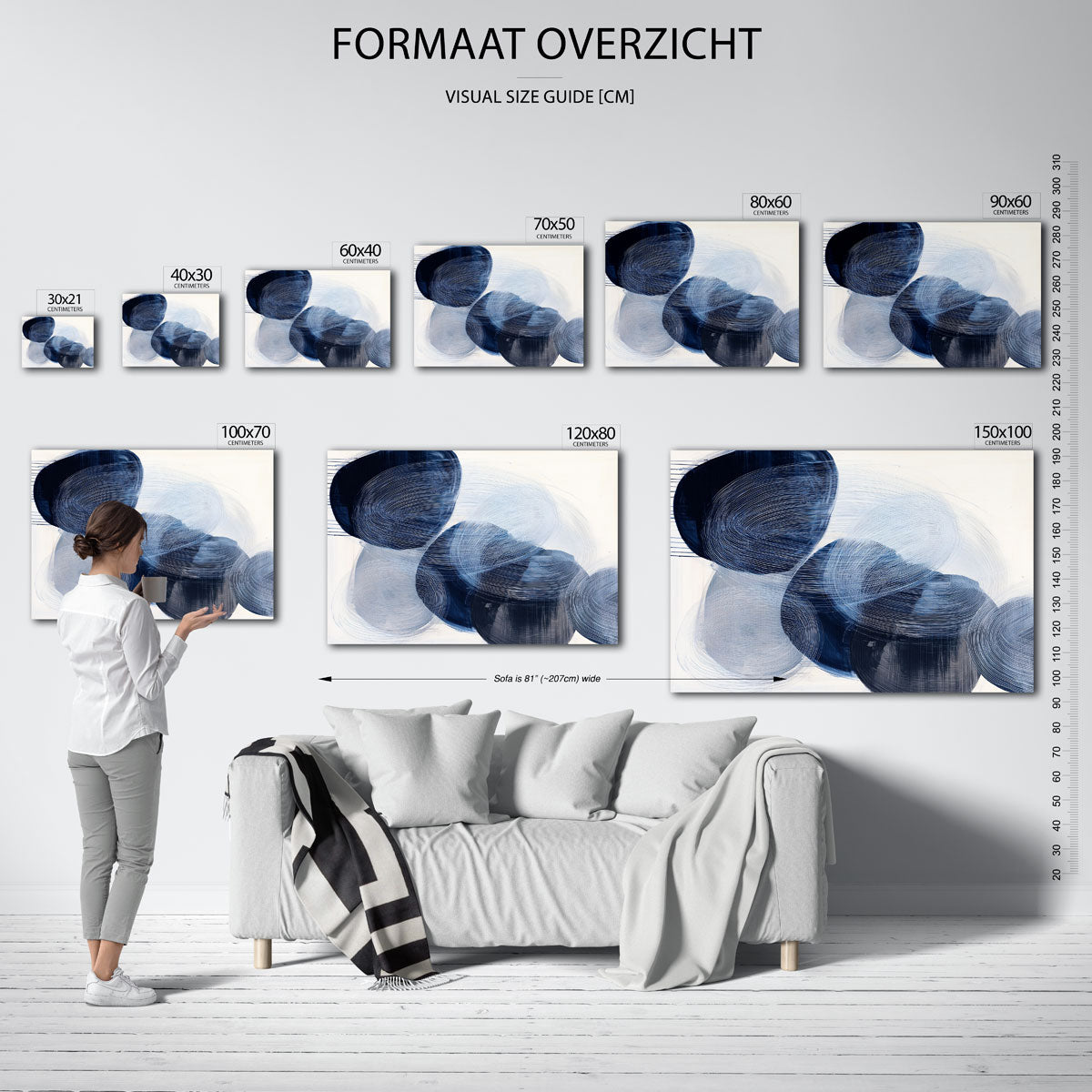 Abstracte blauwe vormen Poster