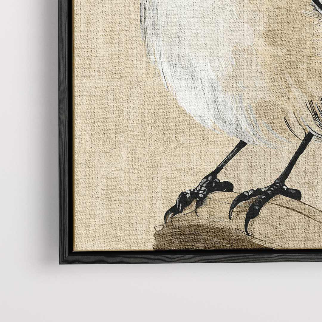 Schattige Vogeltekening op Tak Kunstwerk-canvas-dibond-plexiglas-wanddecoratie-WallArtistic
