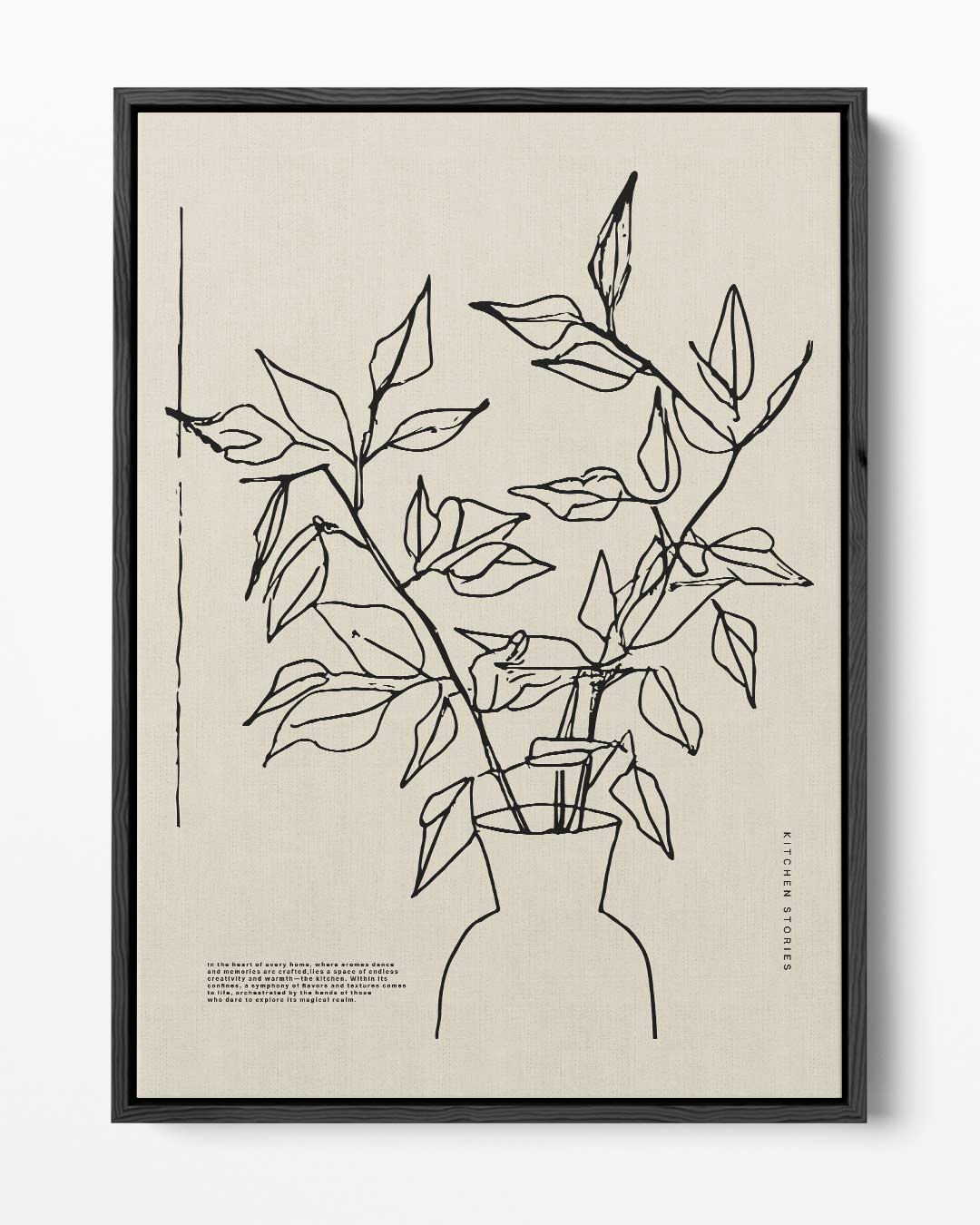 Minimalistische Plantenschets in Vaas Kunstwerk-canvas-dibond-plexiglas-wanddecoratie-WallArtistic