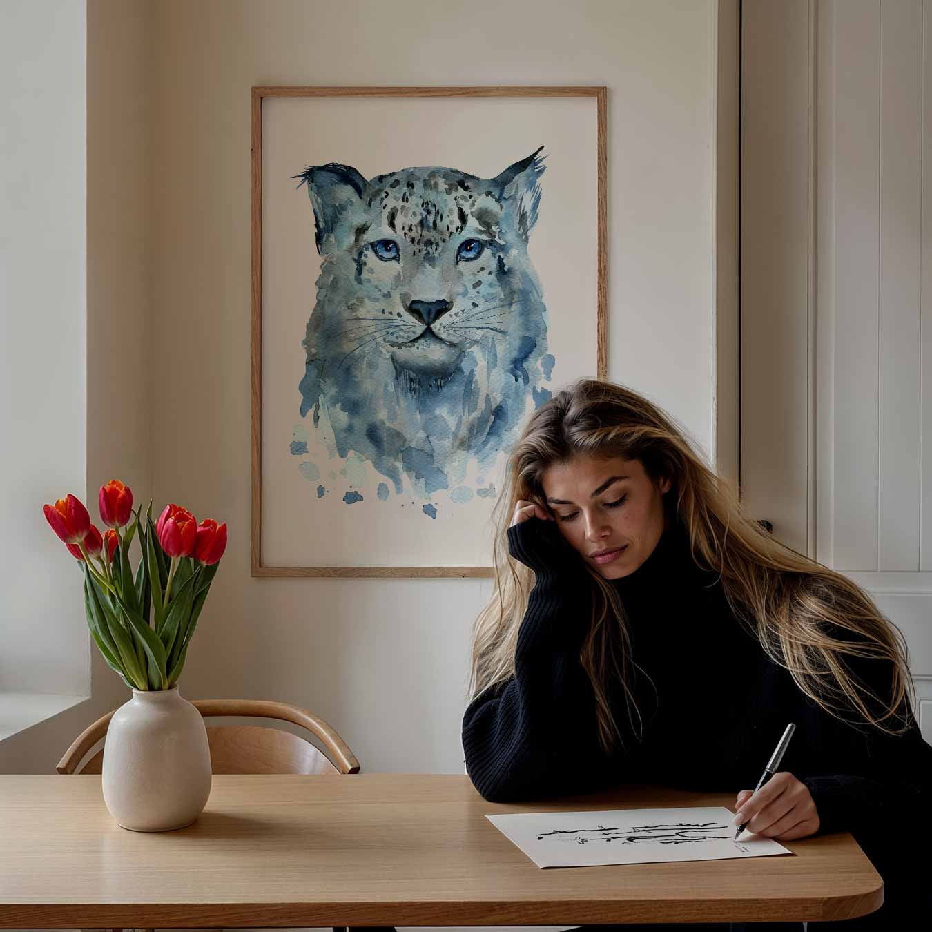 Blauwe Nevel Luipaard Poster