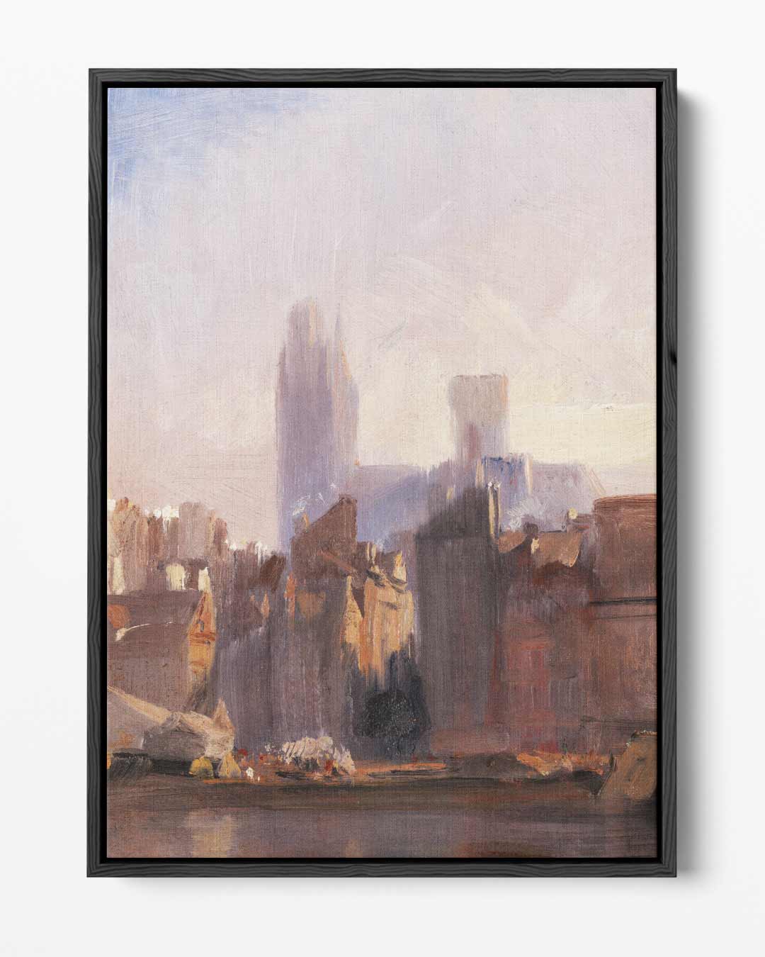 Stad in Ochtendlicht Kunstwerk-canvas-dibond-plexiglas-wanddecoratie-WallArtistic