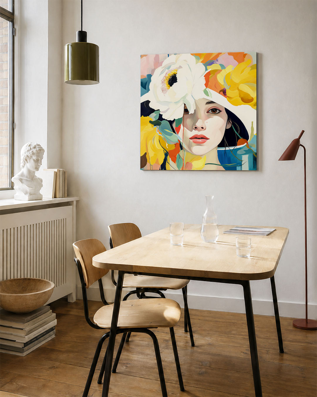 Vrouwelijk bloemenportret Kunstwerk