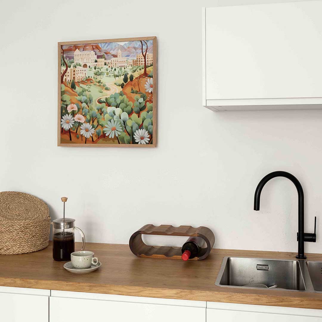 Landschap met gebouwen Poster