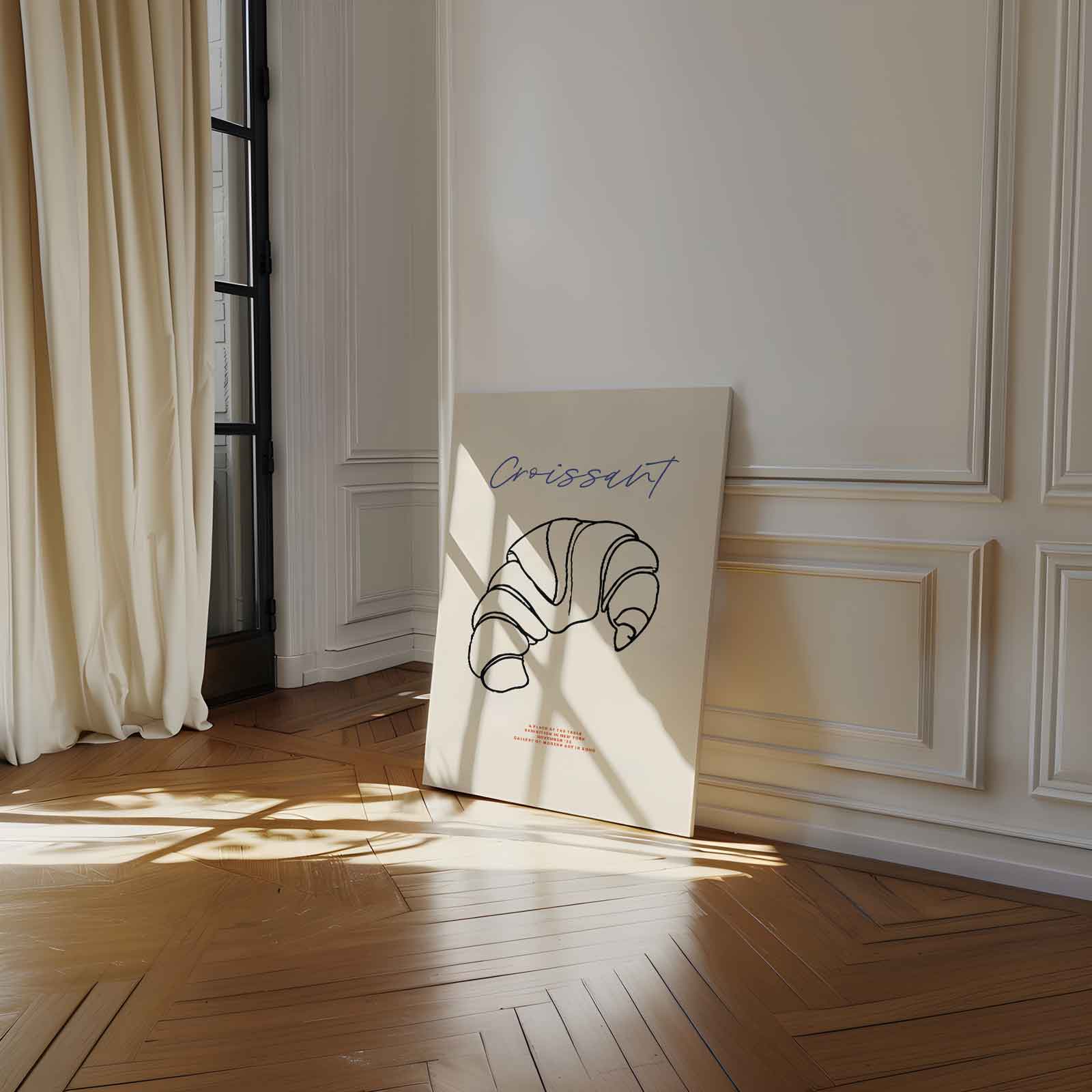 Croissant Line Art Kunstwerk-canvas-dibond-plexiglas-wanddecoratie-WallArtistic