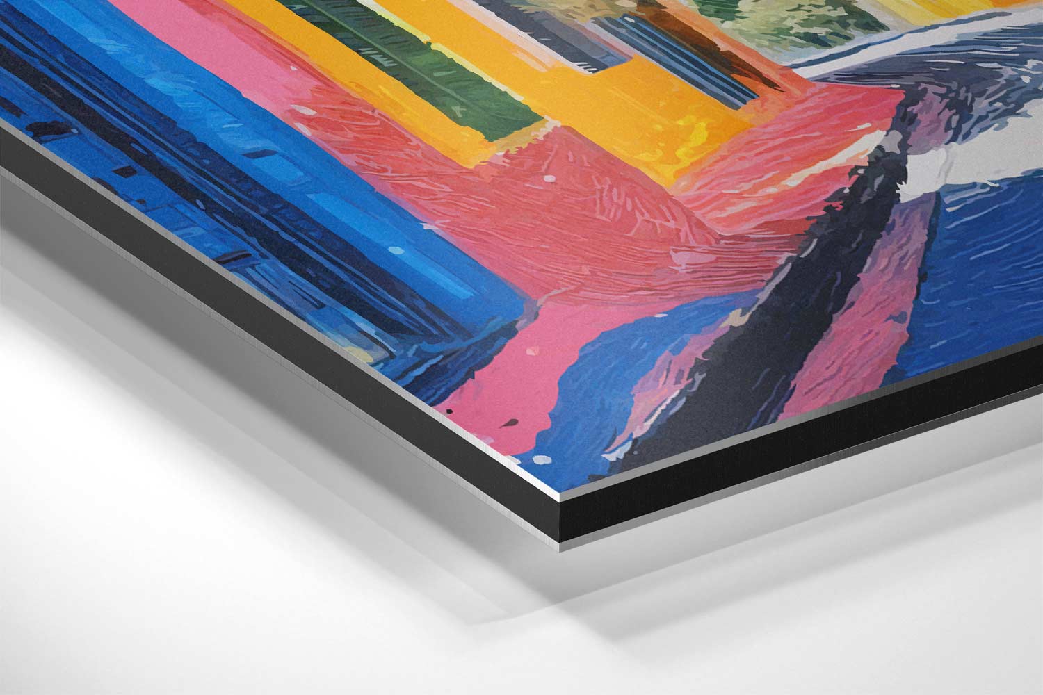 Zomerse Straat met Palmboom Kunstwerk-canvas-dibond-plexiglas-wanddecoratie-WallArtistic
