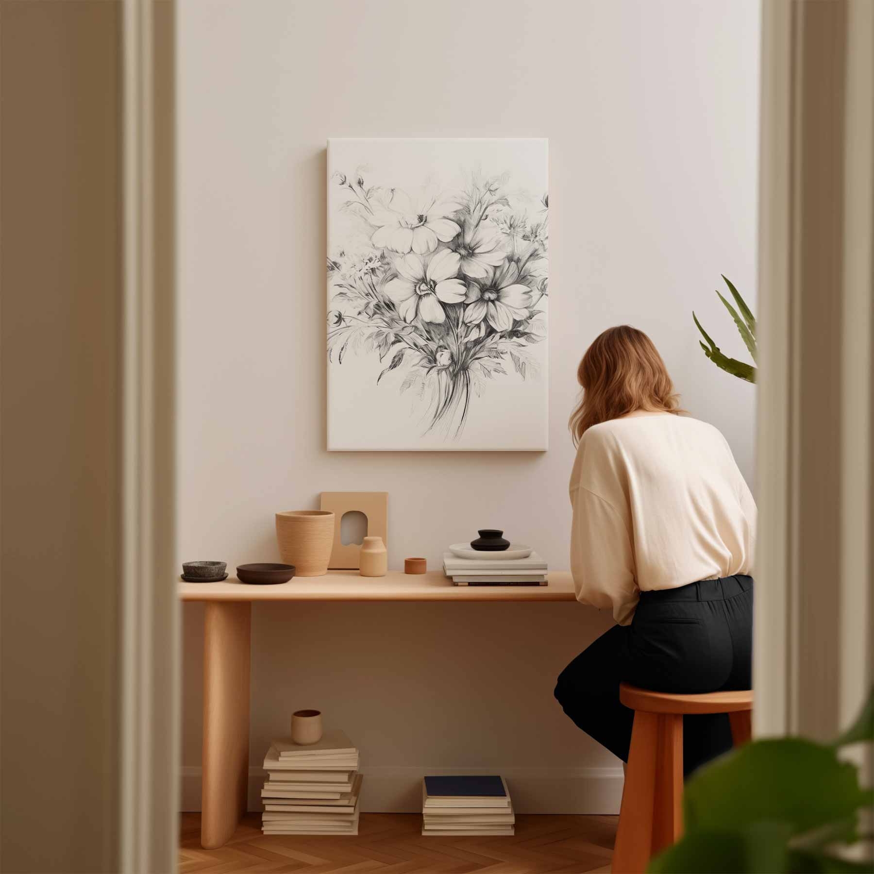Zachte Bloesem Schets Kunstwerk-canvas-dibond-plexiglas-wanddecoratie-WallArtistic