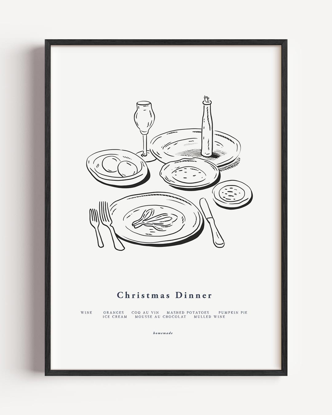 Kerst Diner Illustratie Poster-WallArtistic