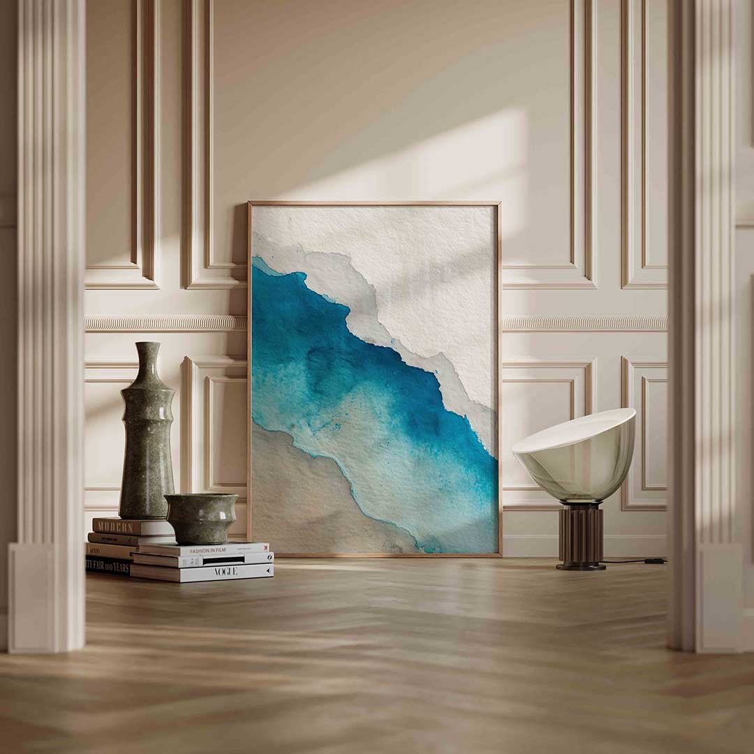 Abstracte blauwe waterverf Poster