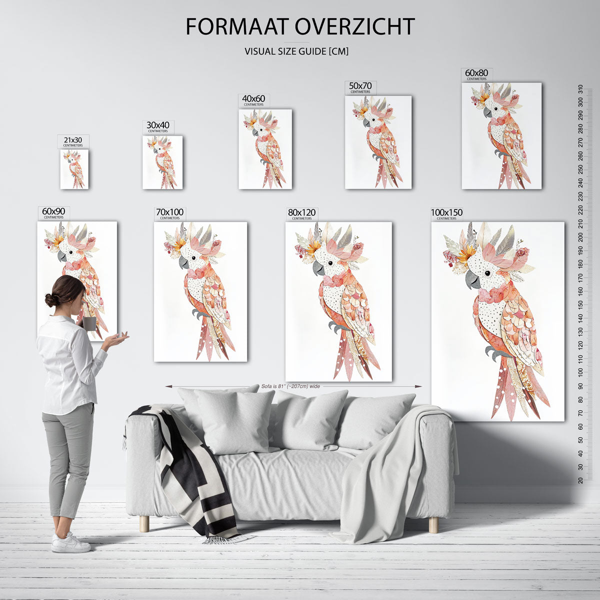 Papegaai met bloemen Poster