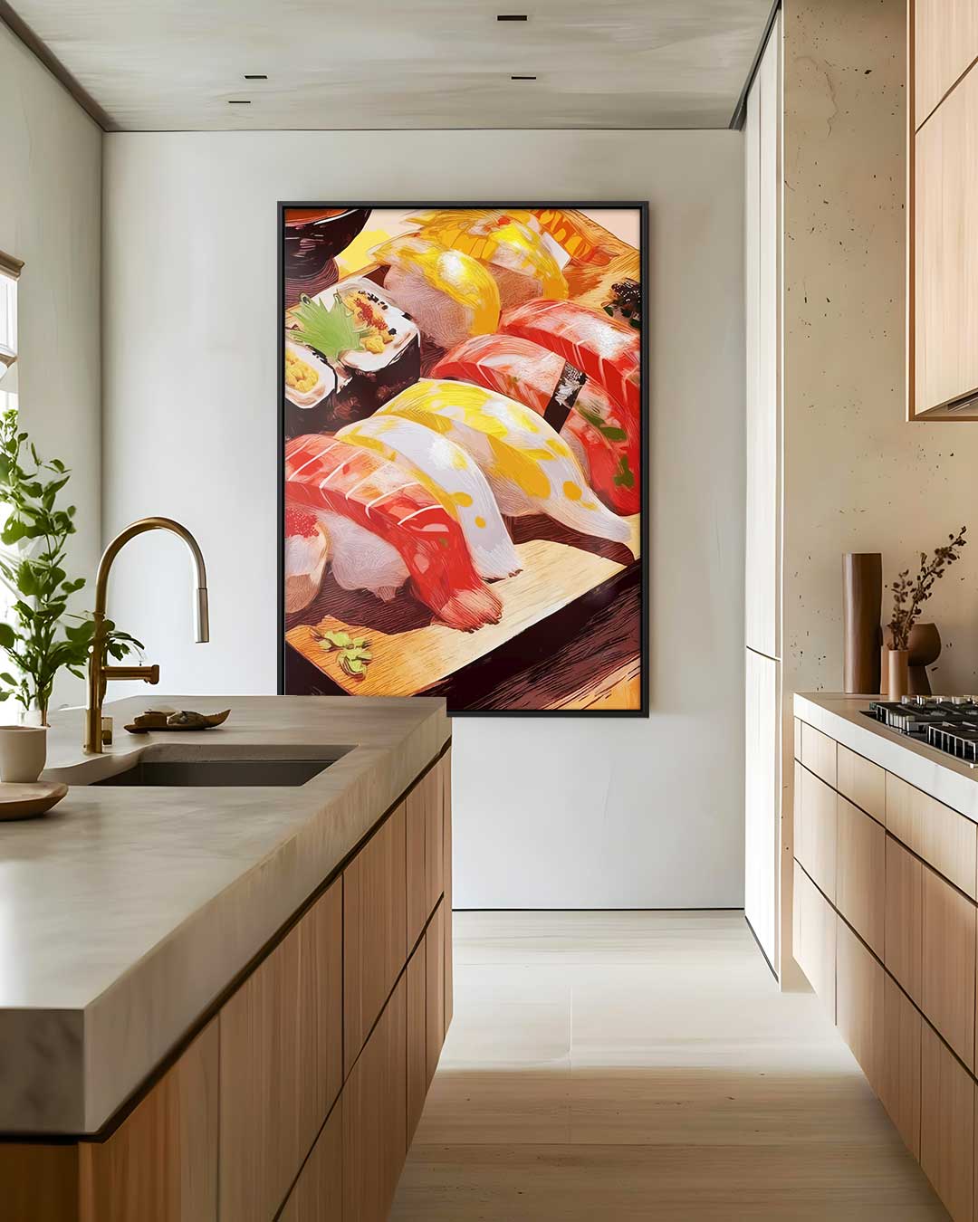 Kleurrijke Sushi Illustratie Kunstwerk-canvas-dibond-plexiglas-wanddecoratie-WallArtistic