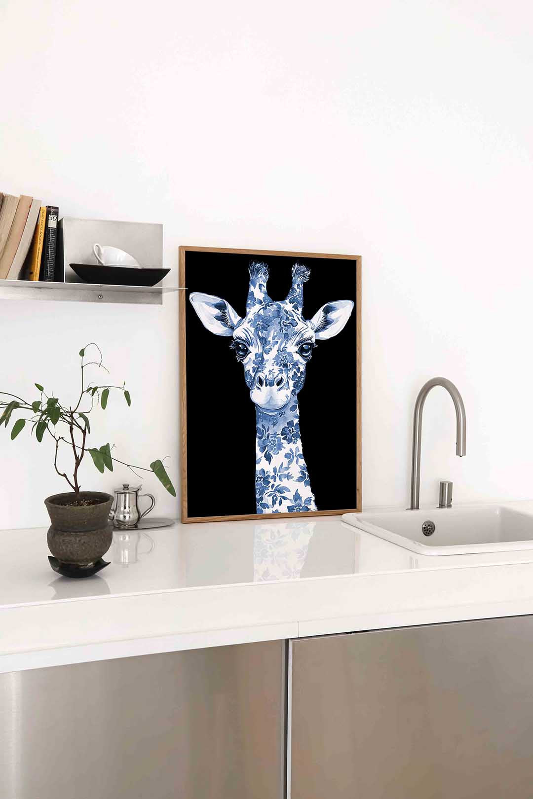Blauwe giraffe Poster