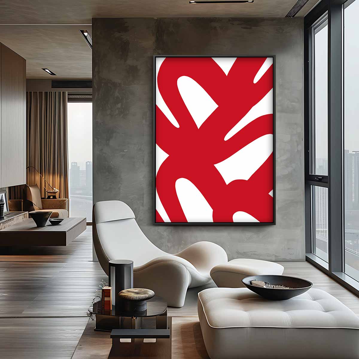 Rode Moderne Wandkunst Kunstwerk-canvas-dibond-plexiglas-wanddecoratie-WallArtistic