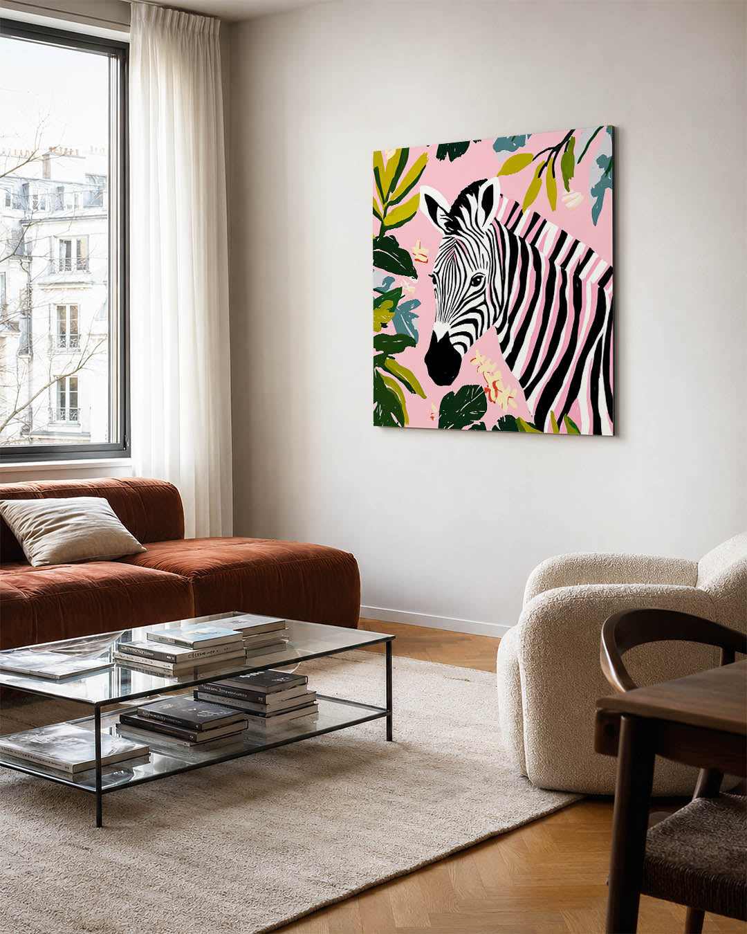 Zebra en bladeren Kunstwerk