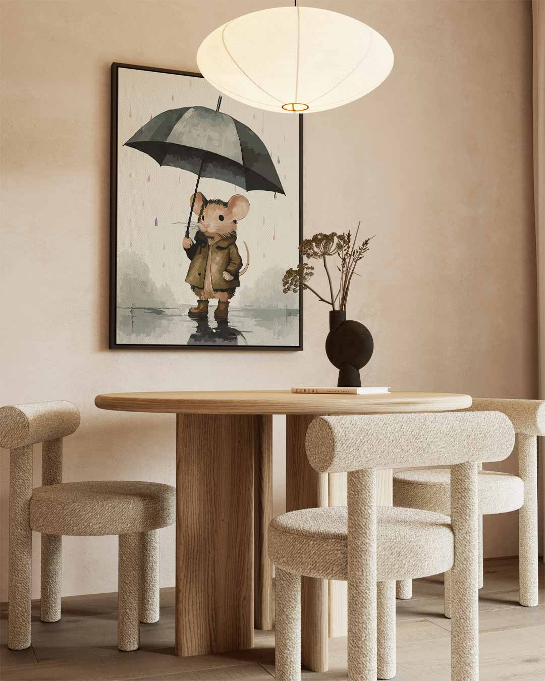 Regenachtige Avonturen van een Muizenvriend Kunstwerk-canvas-dibond-plexiglas-wanddecoratie-WallArtistic