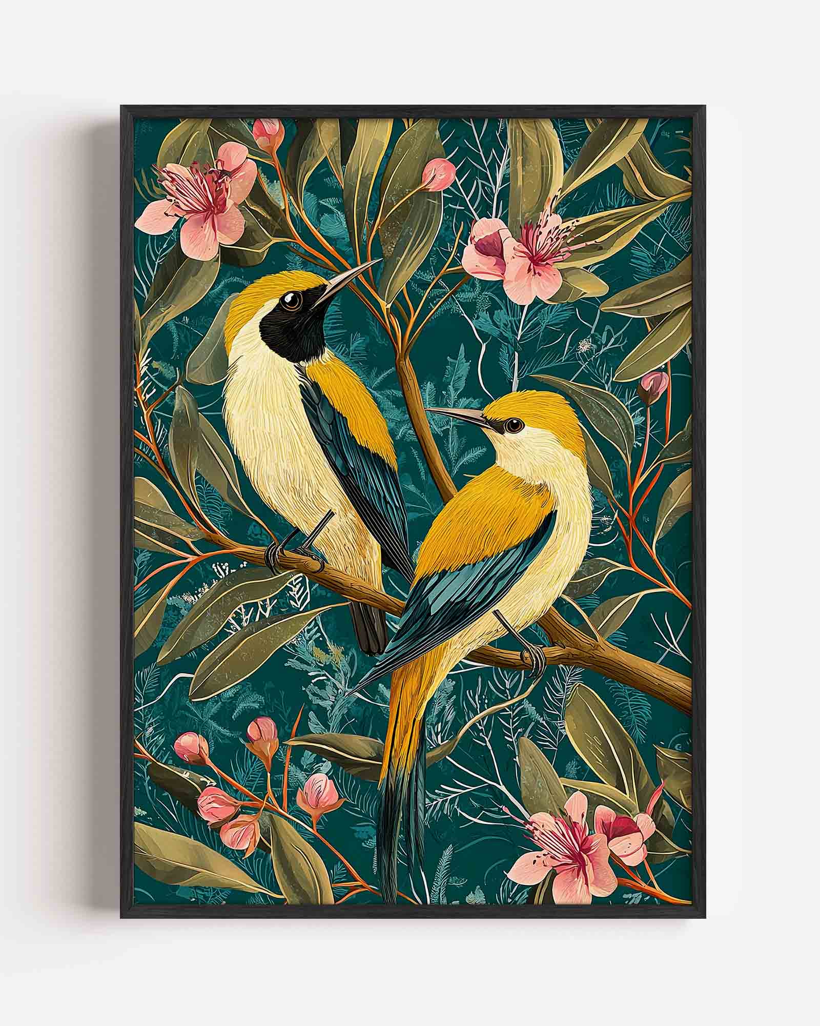 Vogels en bloemen Poster