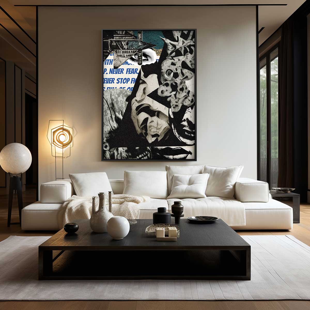 Dynamische Duistere Collage Kunstwerk-canvas-dibond-plexiglas-wanddecoratie-WallArtistic
