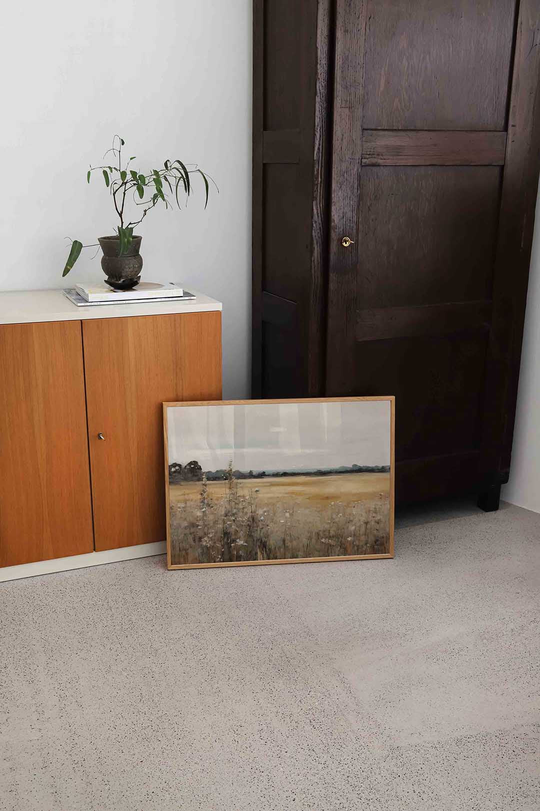 Landschap met veld en bomen Poster