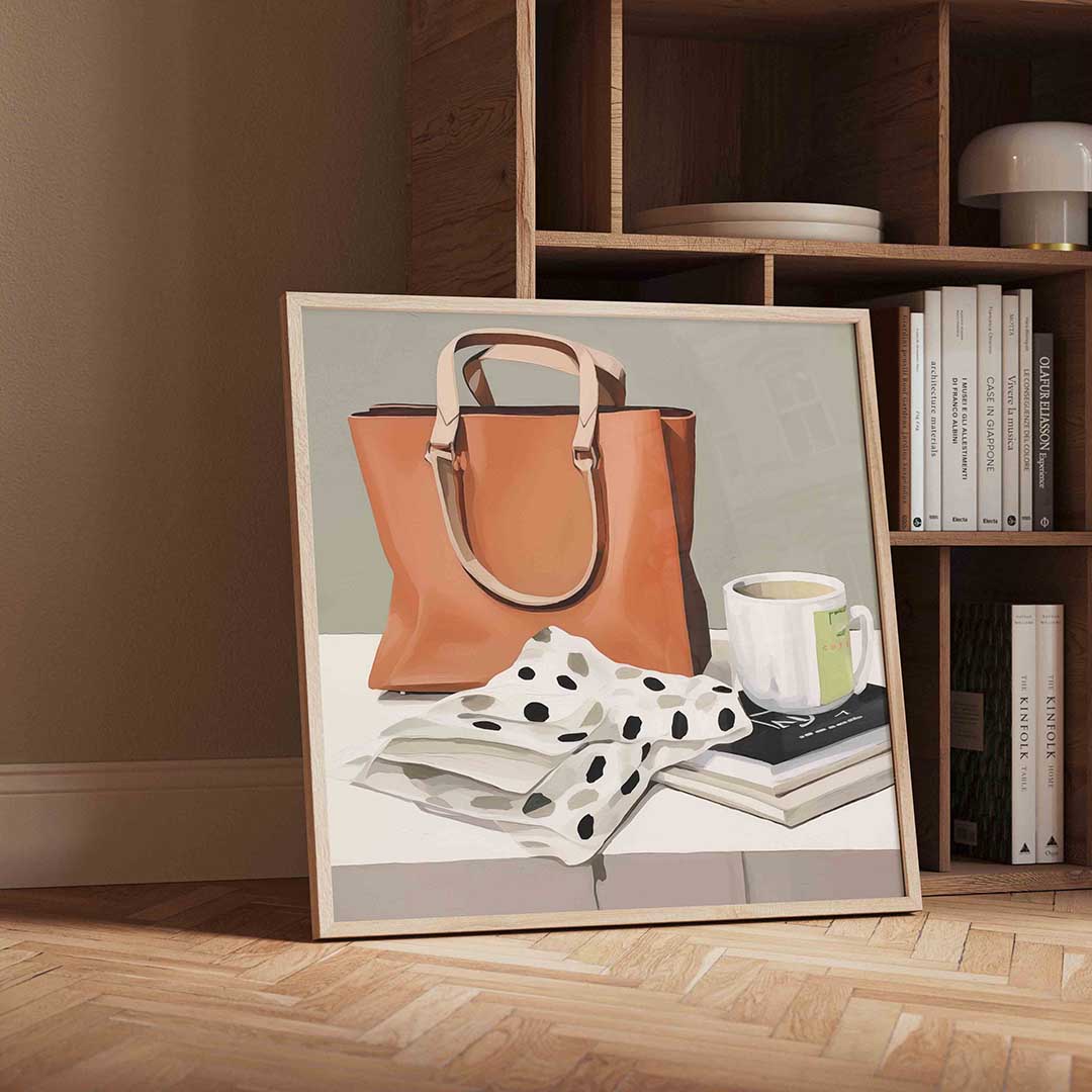 Tas en mok op tafel Poster
