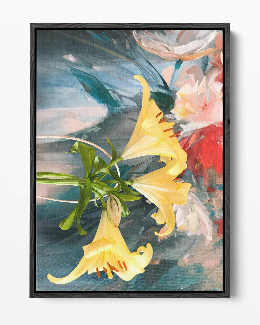 Bloemenexplosie in Geel Kunstwerk-canvas-dibond-plexiglas-wanddecoratie-WallArtistic