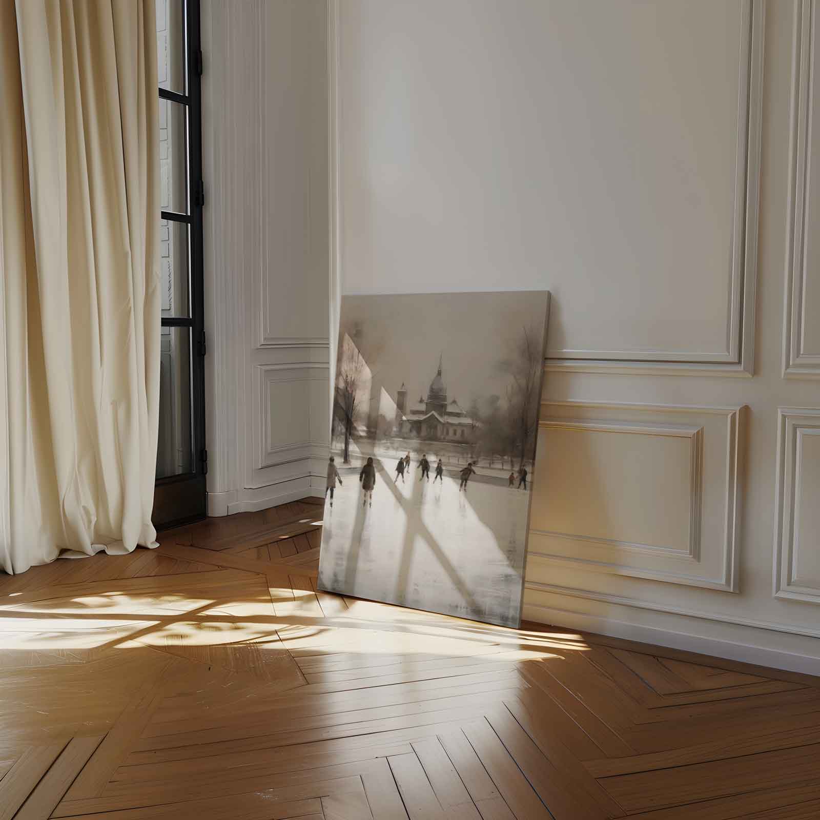 Winterse Schaatspret Kunstwerk-canvas-dibond-plexiglas-wanddecoratie-WallArtistic