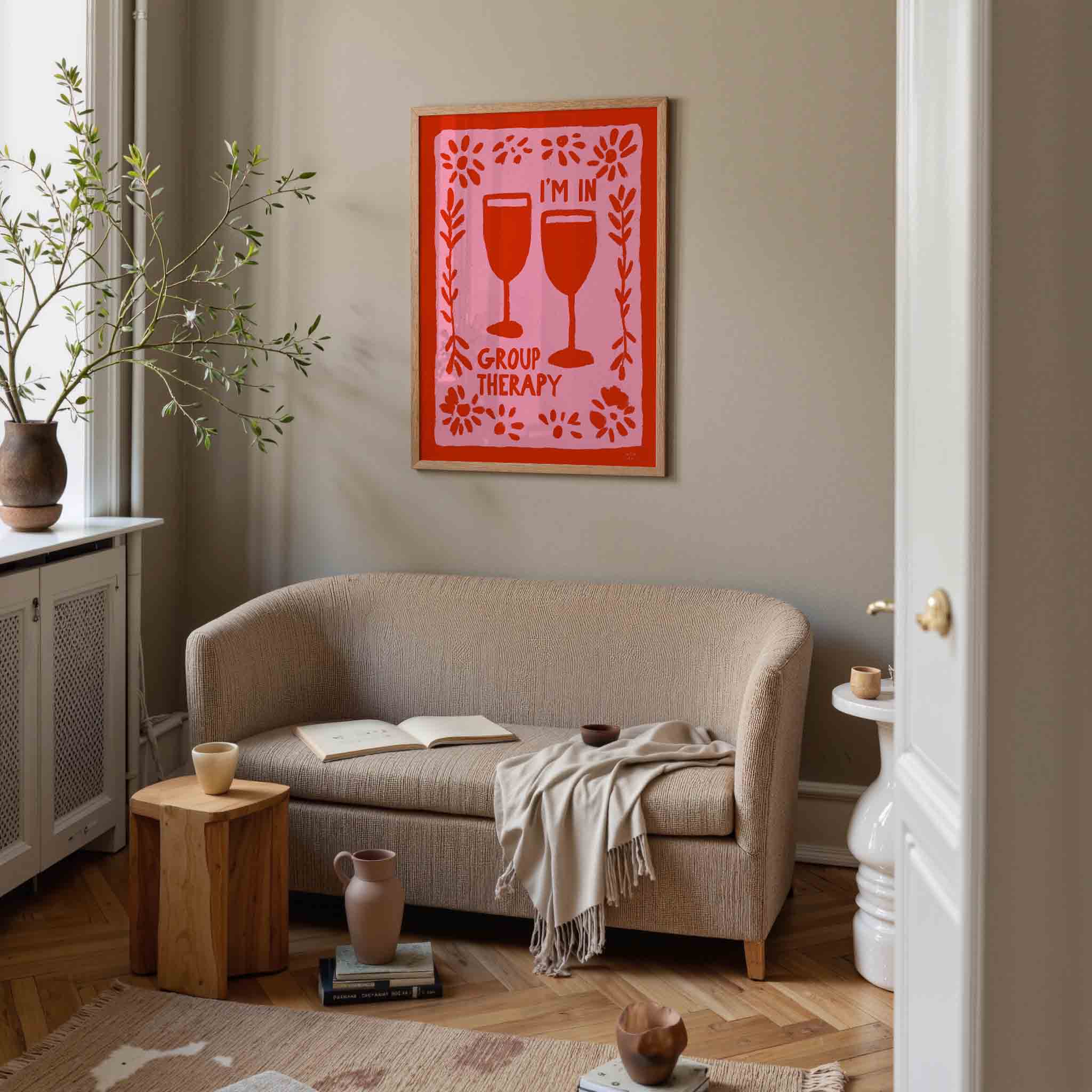 Twee wijnglazen en tekst Poster