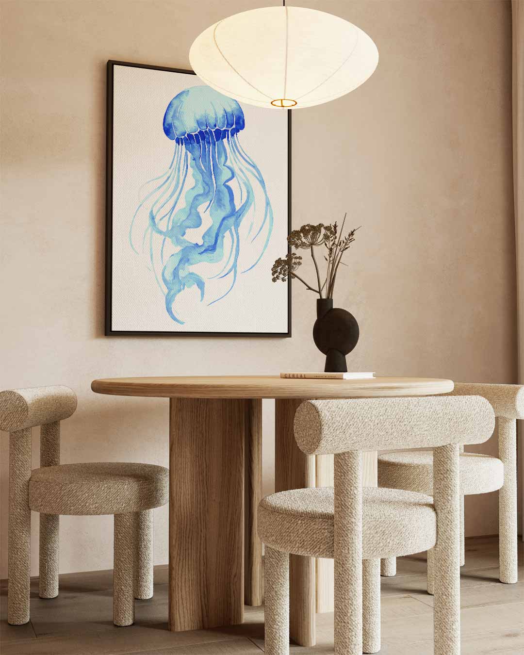 Dromerige Kwallen in Blauw Kunstwerk-canvas-dibond-plexiglas-wanddecoratie-WallArtistic