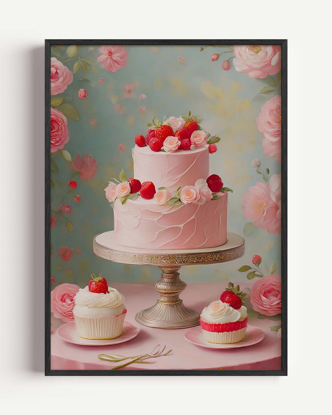 Romantische Bloemen & Taarten Poster