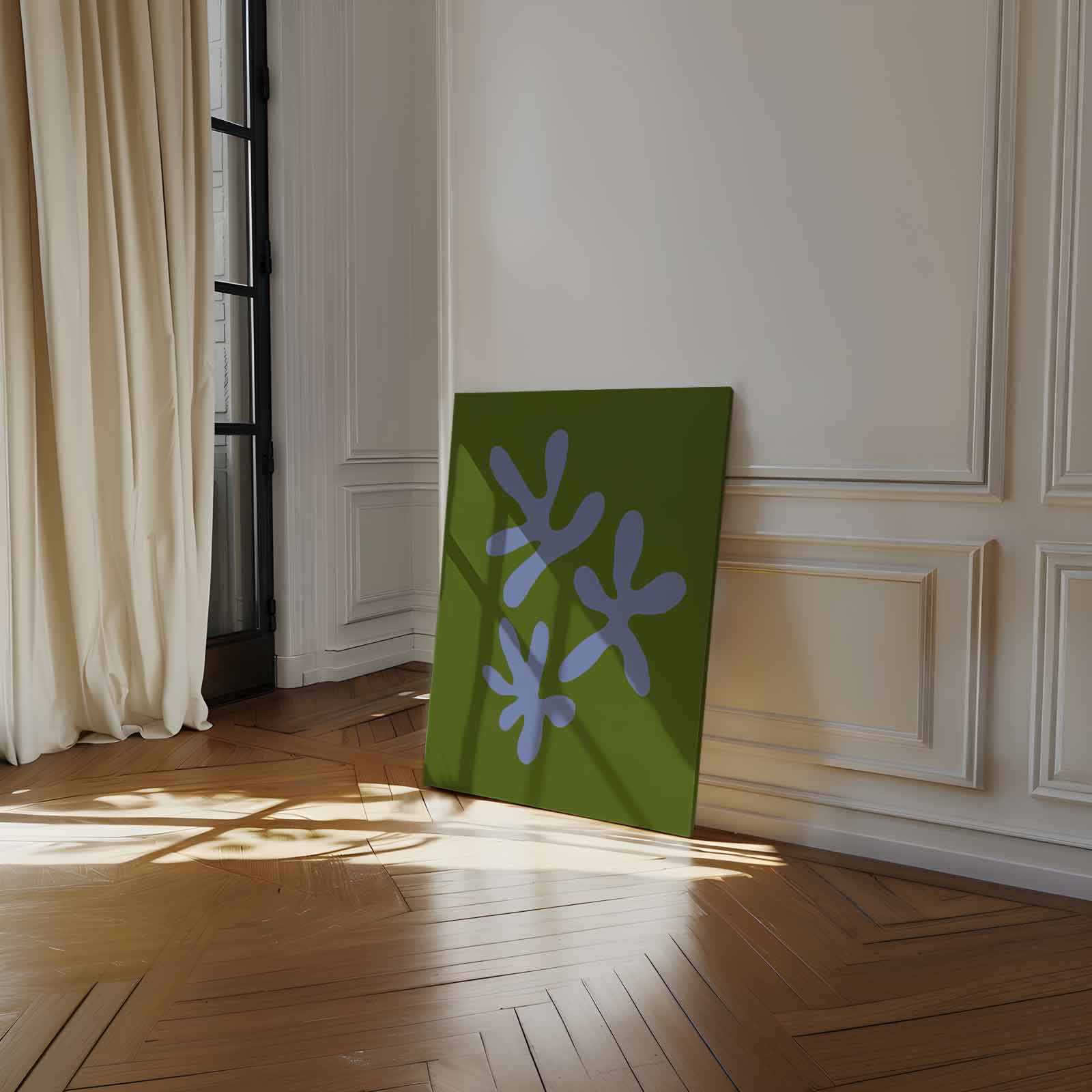 Vrolijke Vormen Op Groen Kunstwerk-canvas-dibond-plexiglas-wanddecoratie-WallArtistic