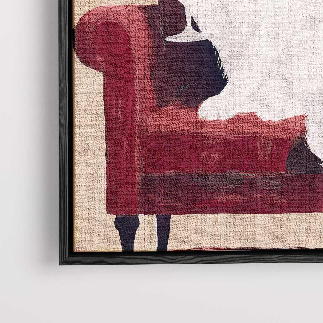 Aristocratische Kat op Rode Fauteuil Kunstwerk-canvas-dibond-plexiglas-wanddecoratie-WallArtistic