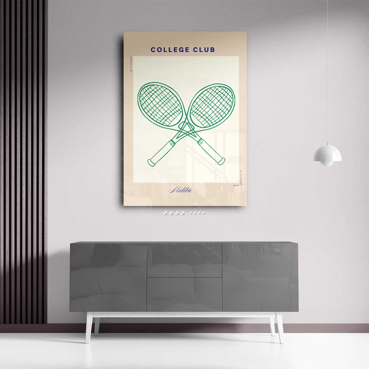 Tennisracket Illustratie - College Club Kunstwerk-canvas-dibond-plexiglas-wanddecoratie-WallArtistic
