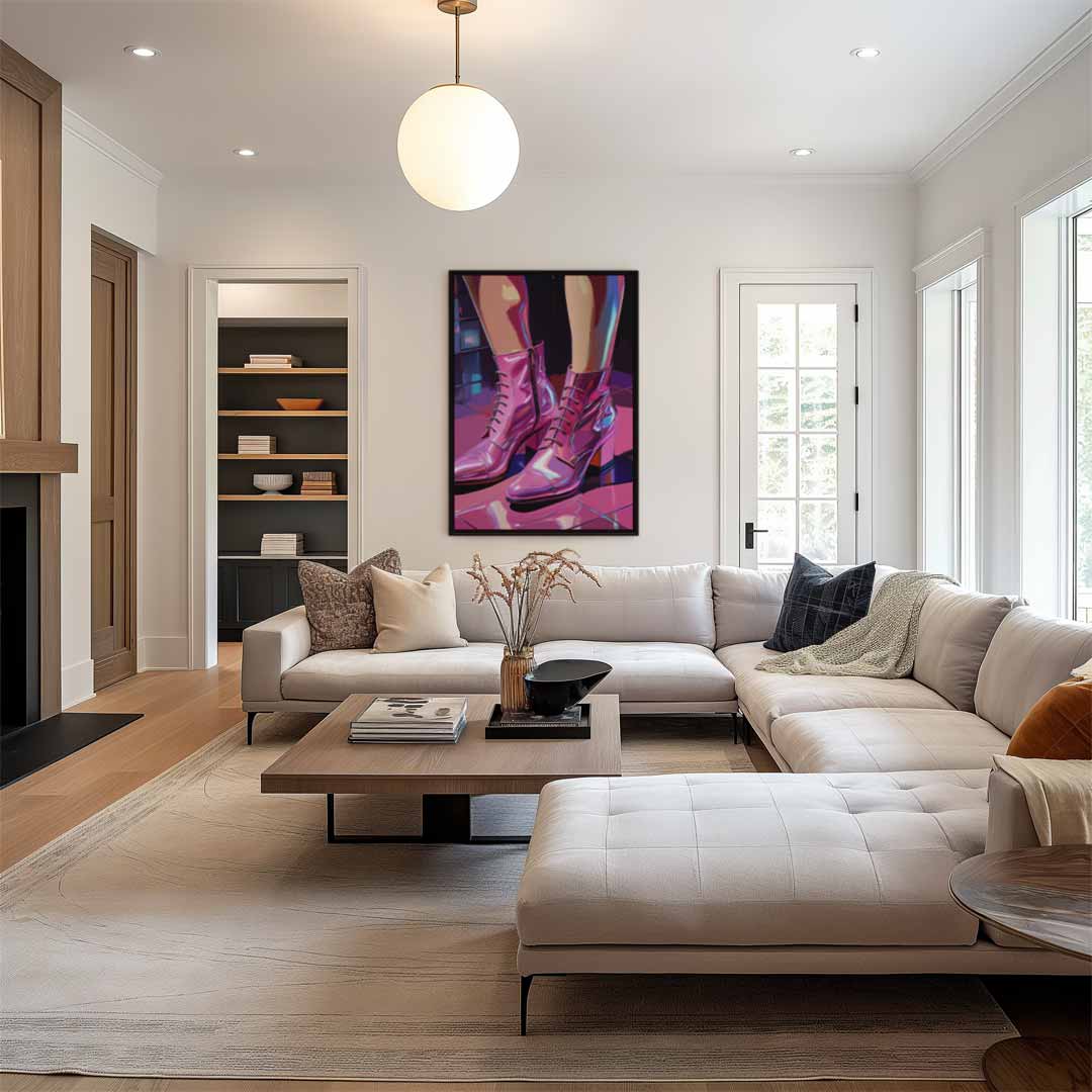 Stijlvolle Glanzende Enkellaarsjes Kunstwerk-canvas-dibond-plexiglas-wanddecoratie-WallArtistic