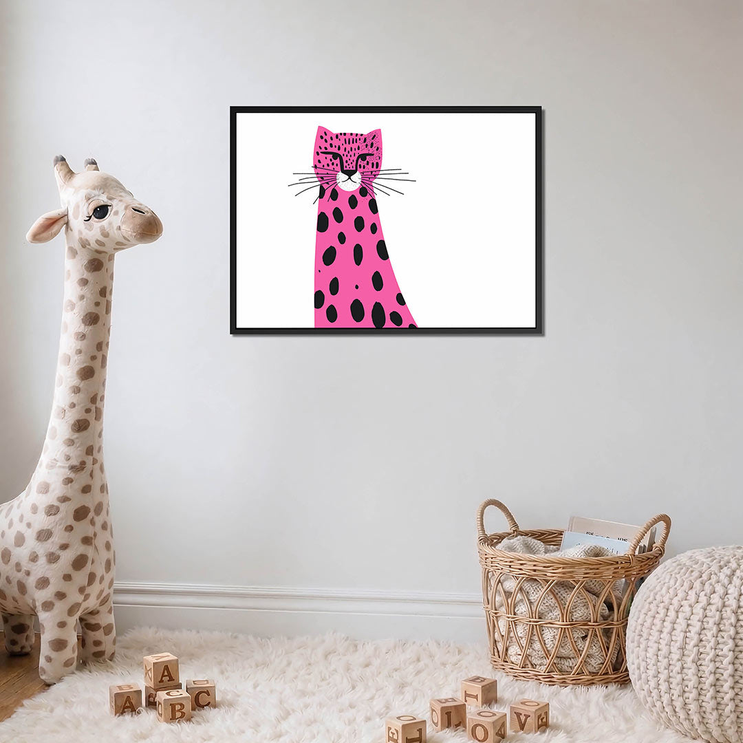 Speelse roze luipaard Kunstwerk