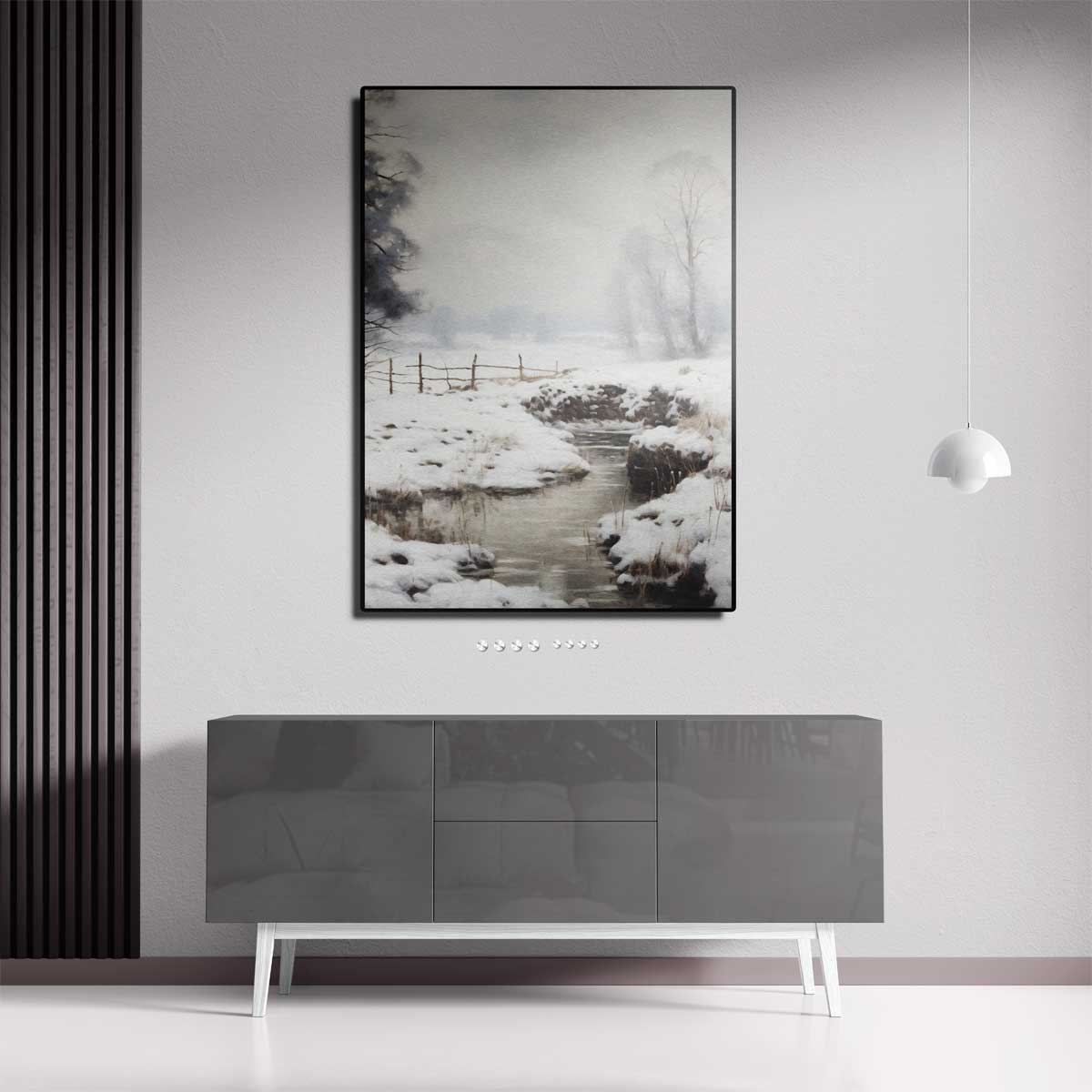Winterse Rustieke Landschap Kunstwerk-canvas-dibond-plexiglas-wanddecoratie-WallArtistic