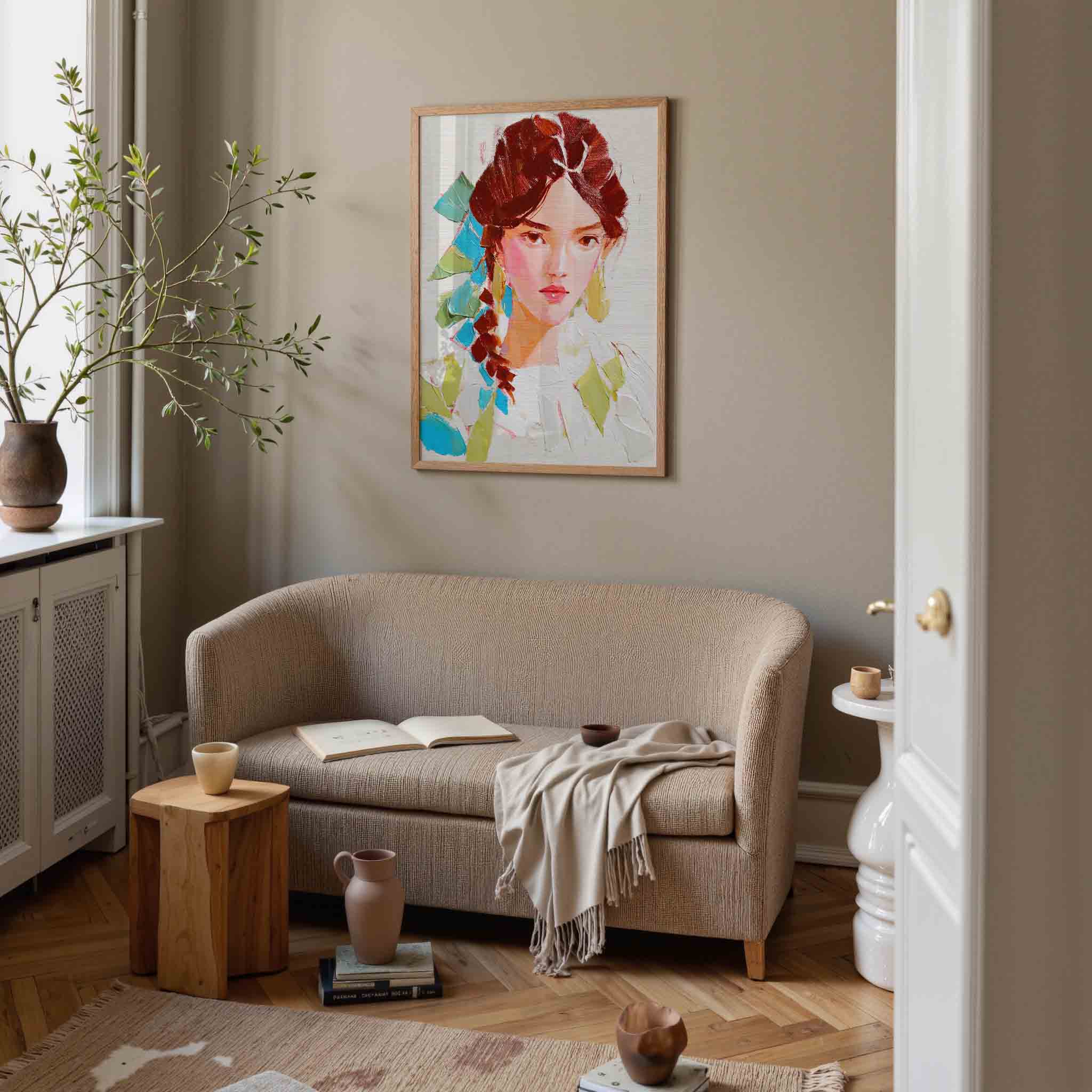 Portret met vlecht Poster
