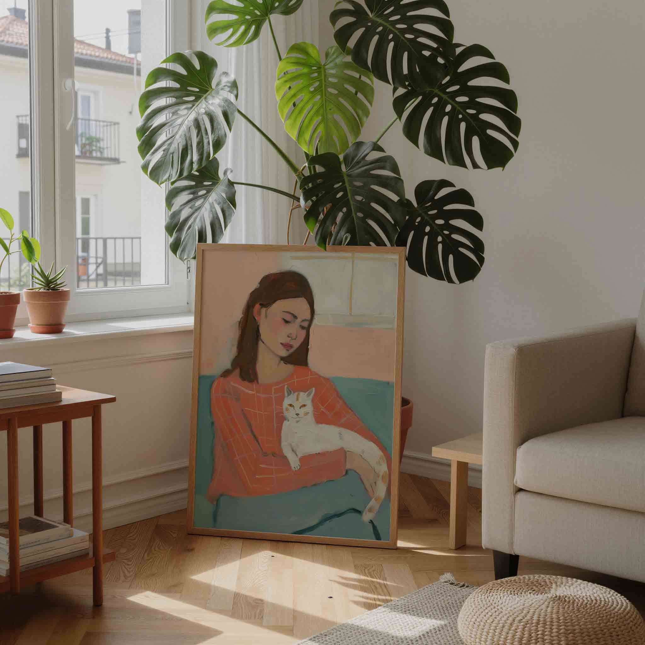 Vrouw met kat Poster