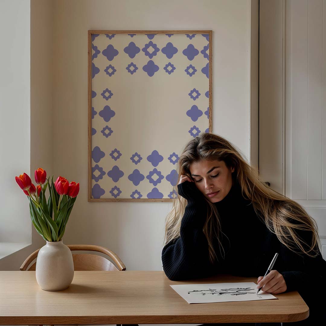 Bloemenpracht in Blauw Poster-WallArtistic