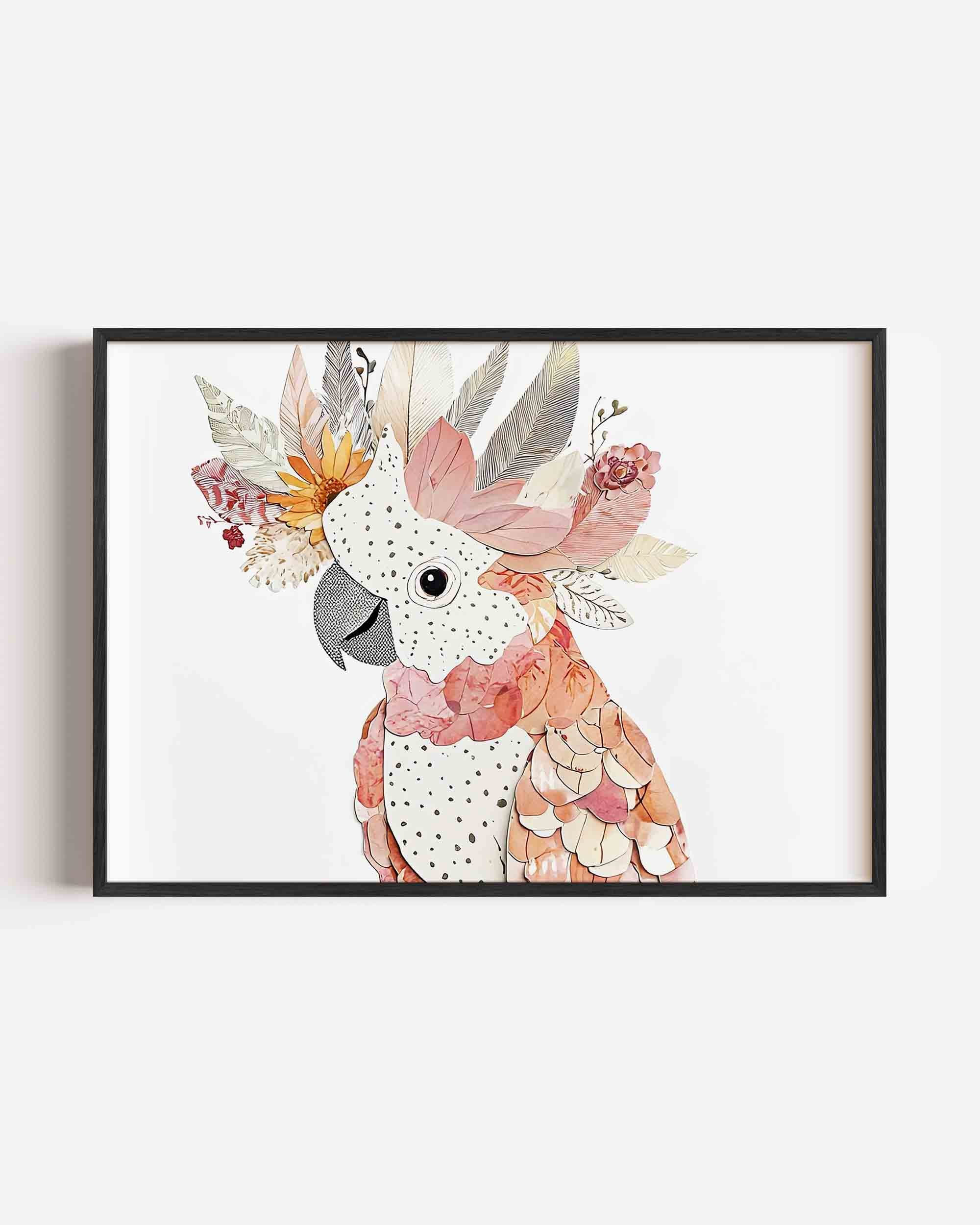Papegaai met bloemen Poster