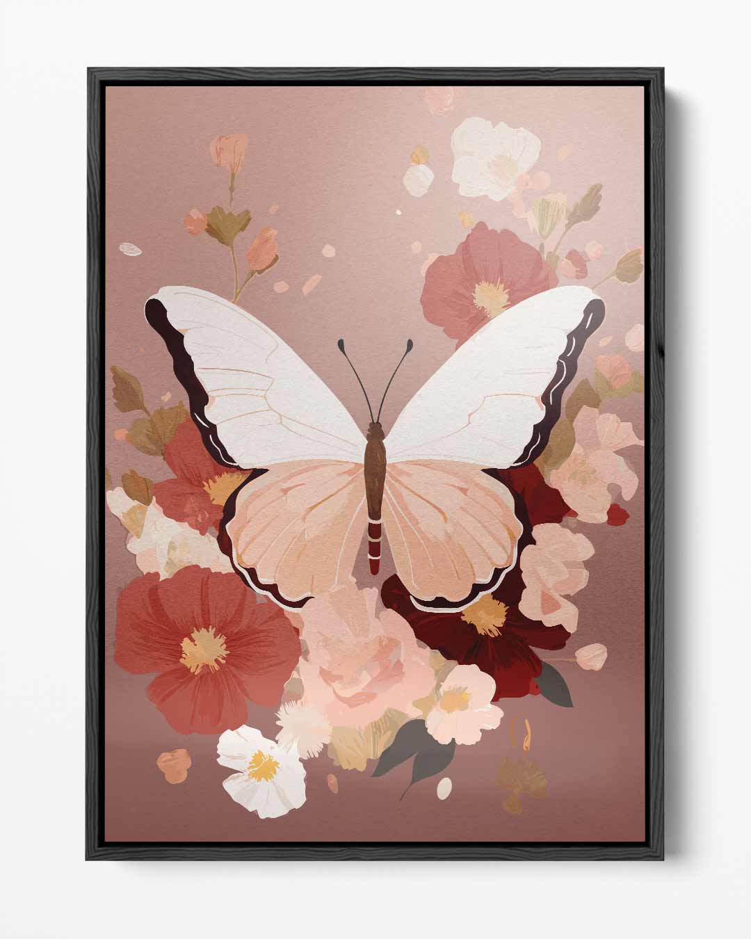 Vlinder en Bloemenpracht Kunstwerk-canvas-dibond-plexiglas-wanddecoratie-WallArtistic