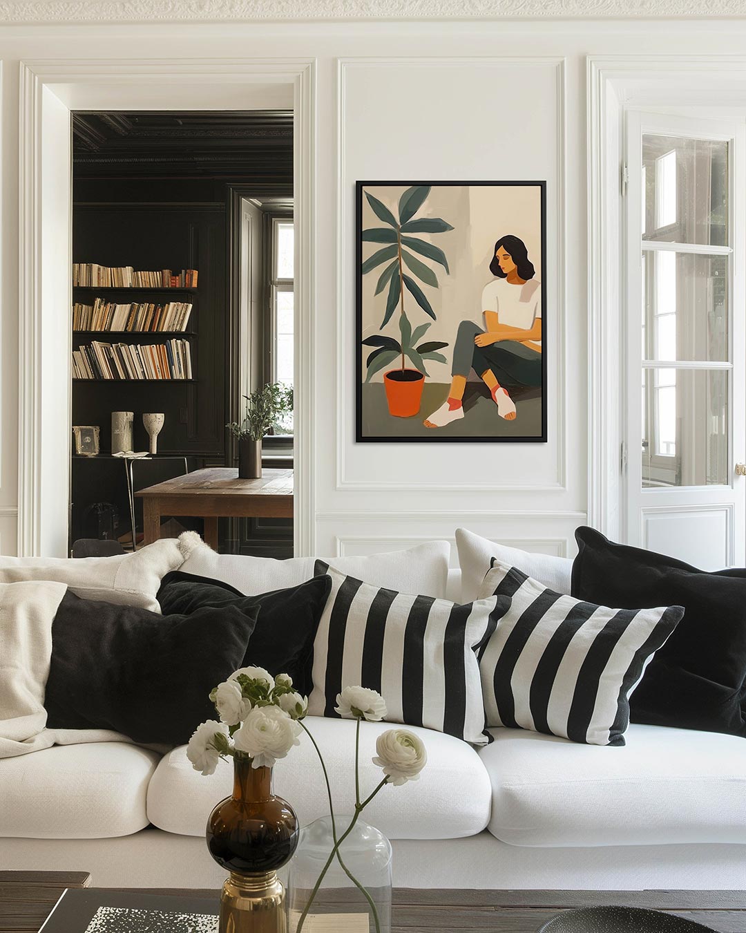 Vrouw met plant Kunstwerk