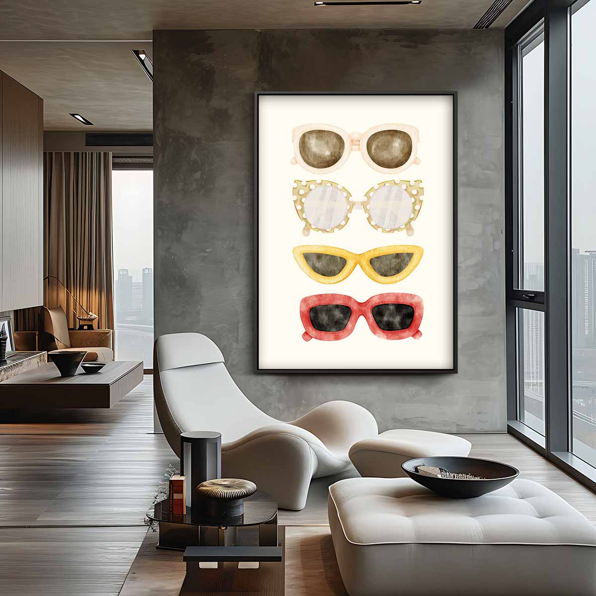Kleurrijk Brillenavontuur Kunstwerk-canvas-dibond-plexiglas-wanddecoratie-WallArtistic