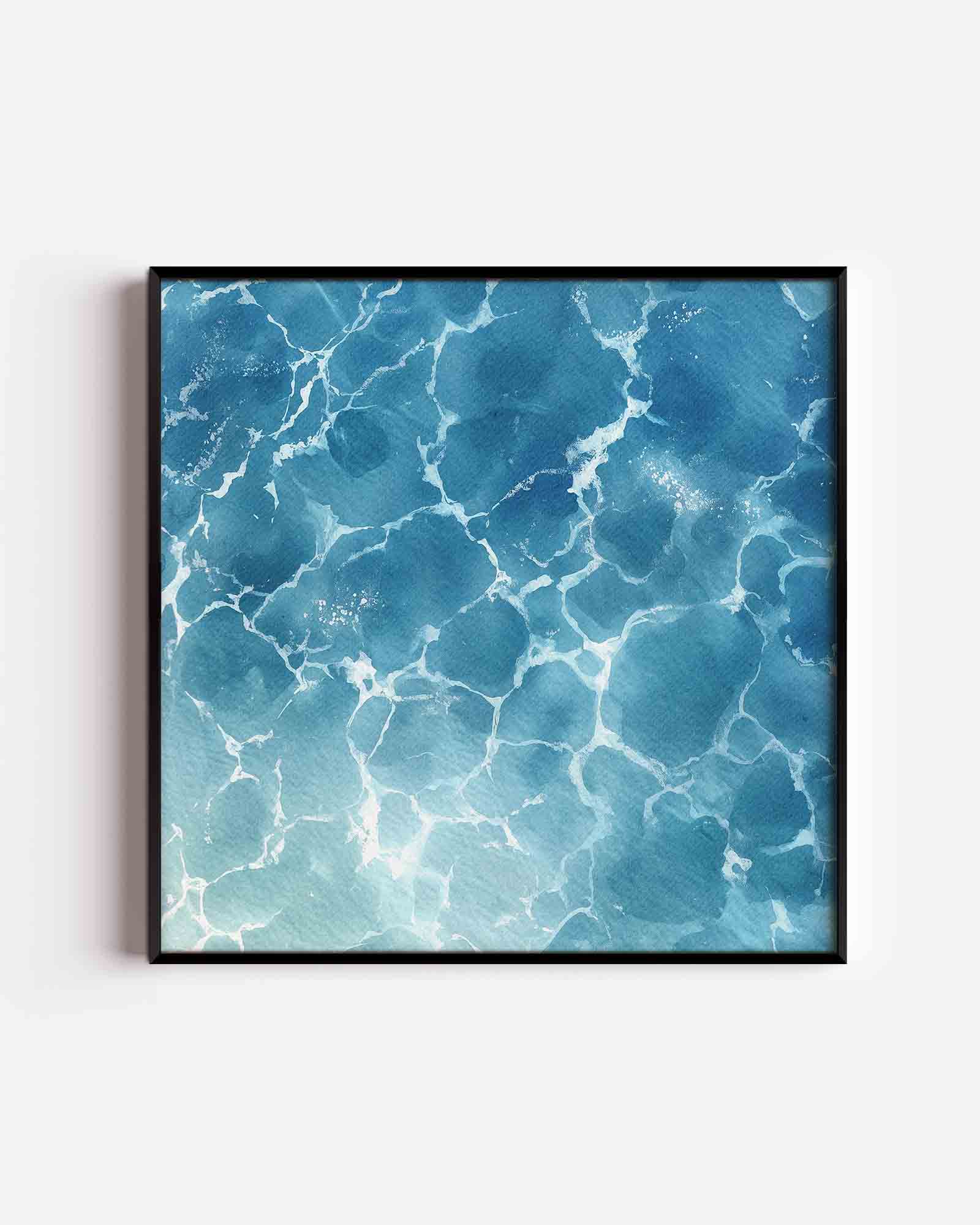 Blauwe waterstructuur Poster