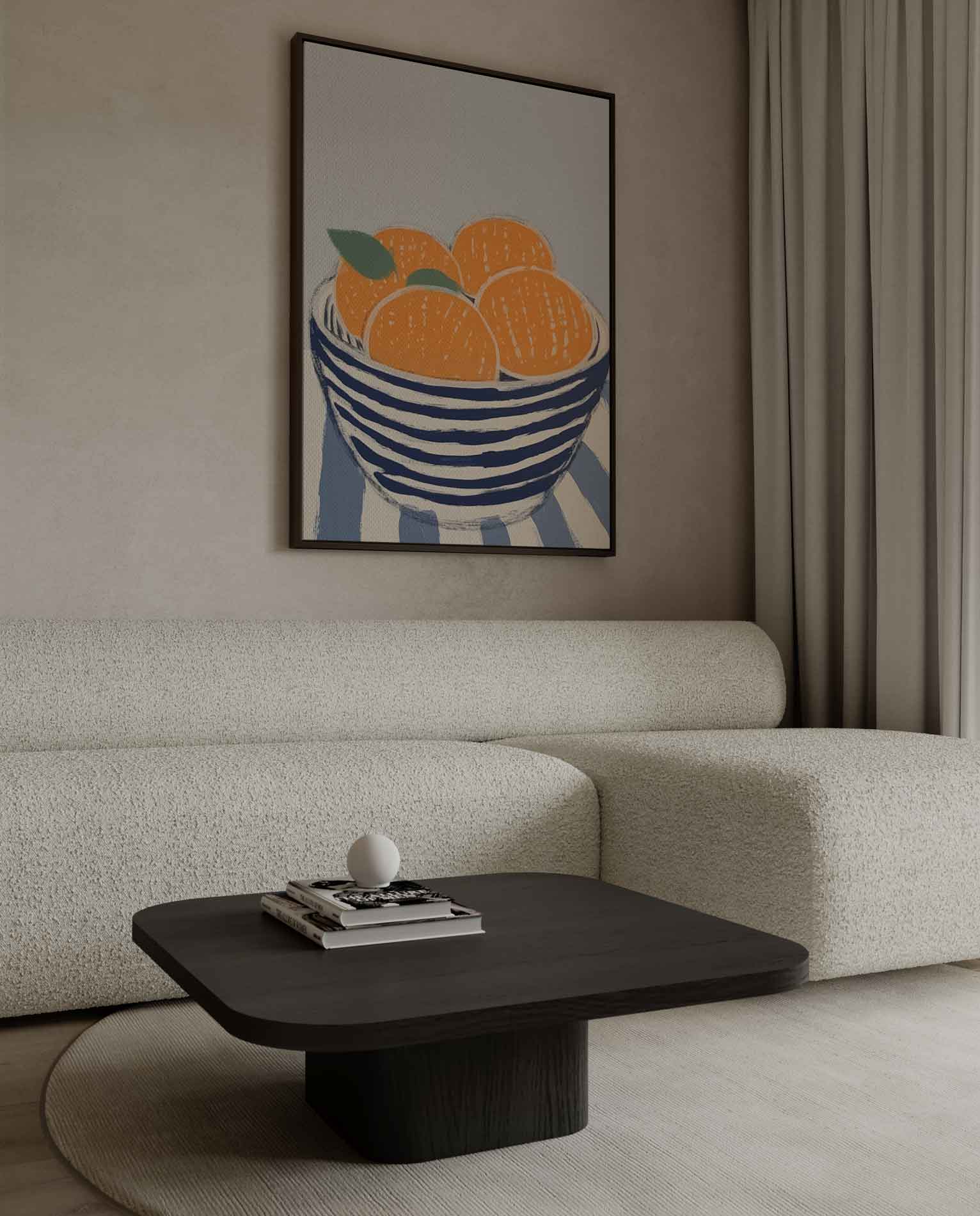 Zomerse Citrus in Streepjeskom Kunstwerk-canvas-dibond-plexiglas-wanddecoratie-WallArtistic
